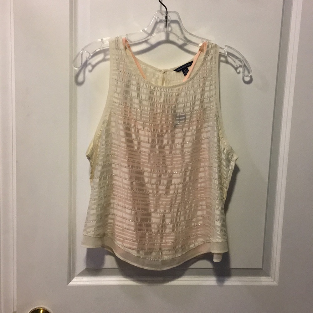 Dressy tank shirt with pink cami built in